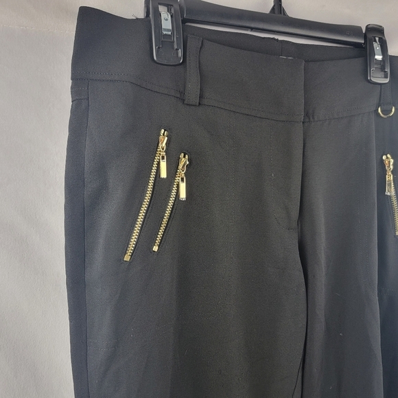 Cache black with gold detailing crepe cropped pants in size 4 - Picture 2 of 6